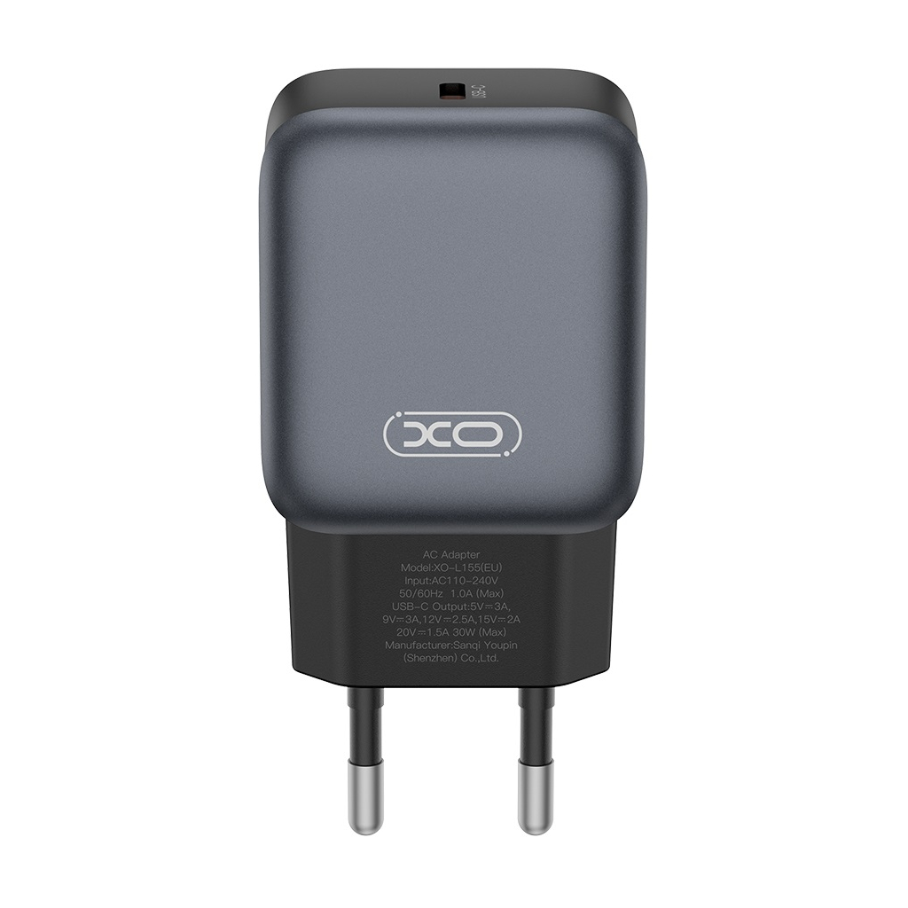 Зарядний пристрій XO USB-C PD30W black (L155_Black) - зображення 3