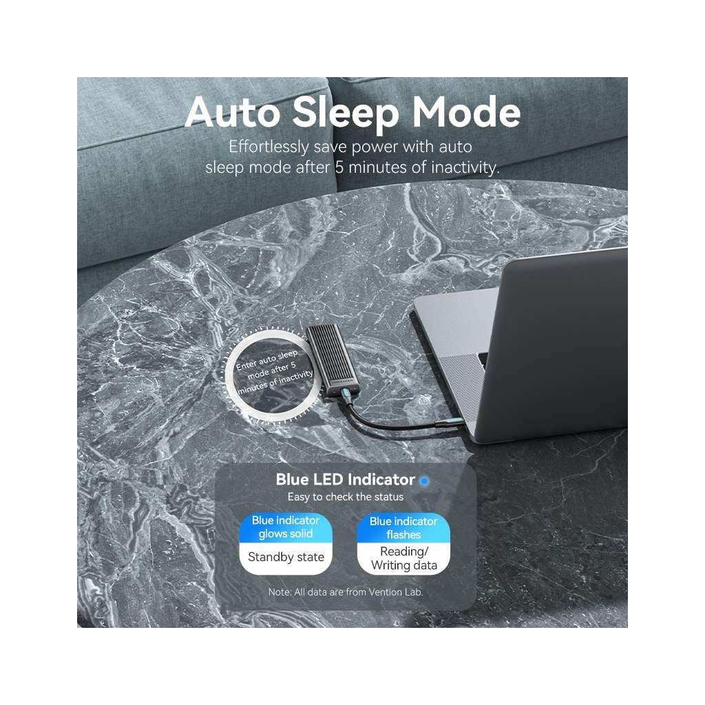 Кишеня зовнішня Vention SSD M.2 (NVME) M-key USB Type-C 3.2 10Gbps Heat Sink Aluminum (KPKH0) - зображення 10