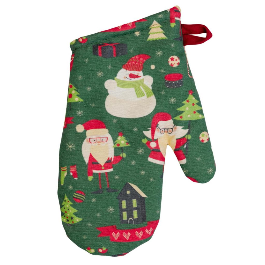 Кухонна прихватка Прованс набір рукавичка та прихватка Санта на зеленому (035795) - зображення 2