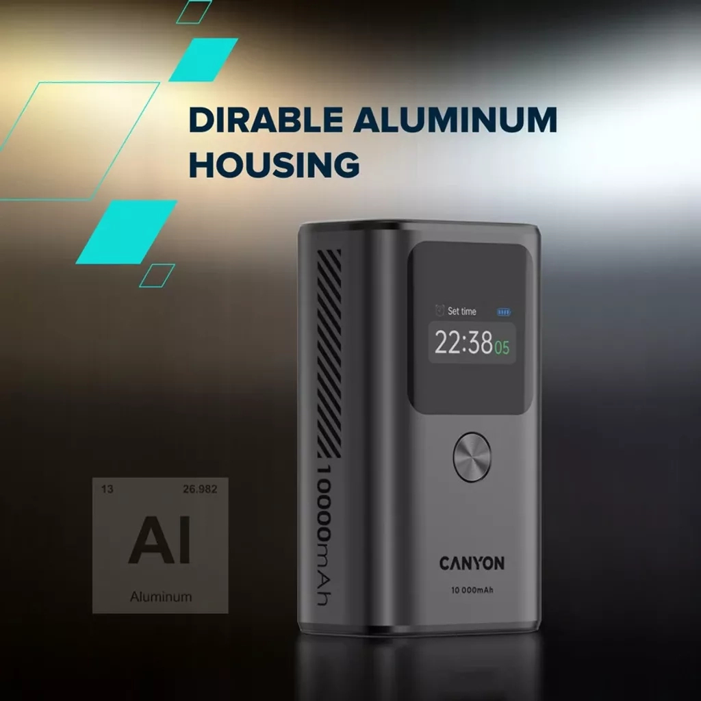 Батарея універсальна Canyon 10000mAh OnPower 130 TFT PD/30W Dark Grey (CNS-CPB130DG) - зображення 5