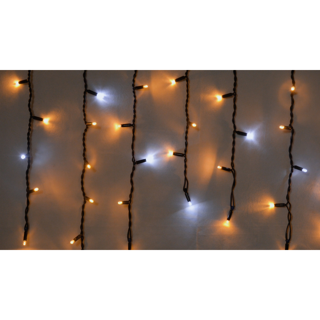 Гірлянда Delux ICICLE 75LED 2x0.7 м Білий flash Жовтий/Чорний IP44 (90015183) - зображення 1