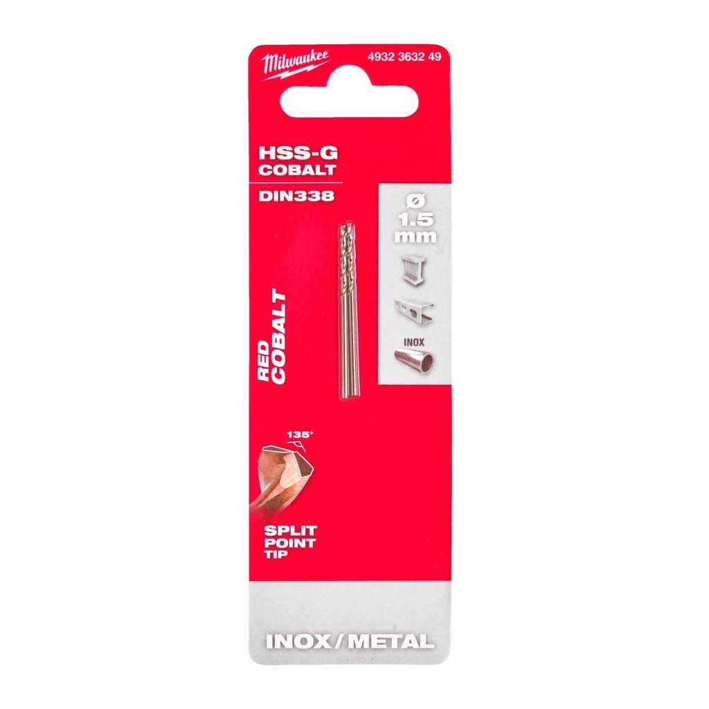 Свердло Milwaukee по металу HSS-Co DIN338, 1,5 мм, (2шт) (4932363249) - зображення 3