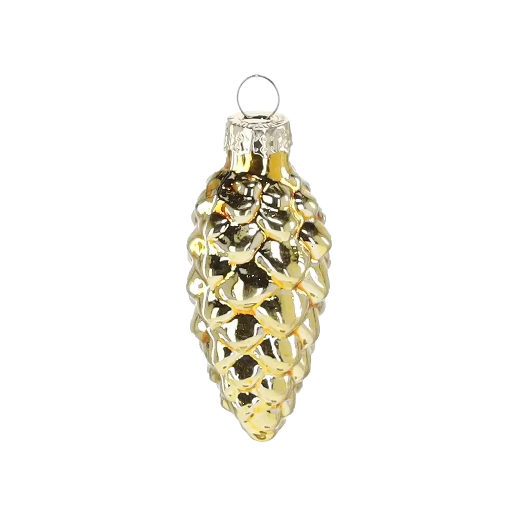 Ялинкова іграшка Chomik скляні прикраси Шишки 16 шт, 3х6 см, золотисті (5900779882119_1) - изображение 3
