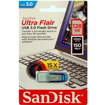 USB флеш накопичувач SanDisk 128GB Ultra Flair Blue USB 3.0 (SDCZ73-128G-G46B) - зображення 6