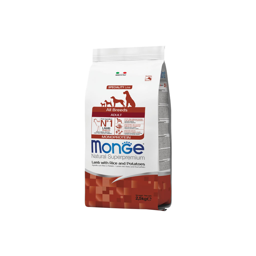 Сухий корм для собак Monge Dog All breeds Adult зі смаком ягняти та рису 2.5 кг (8009470011310) - зображення 1