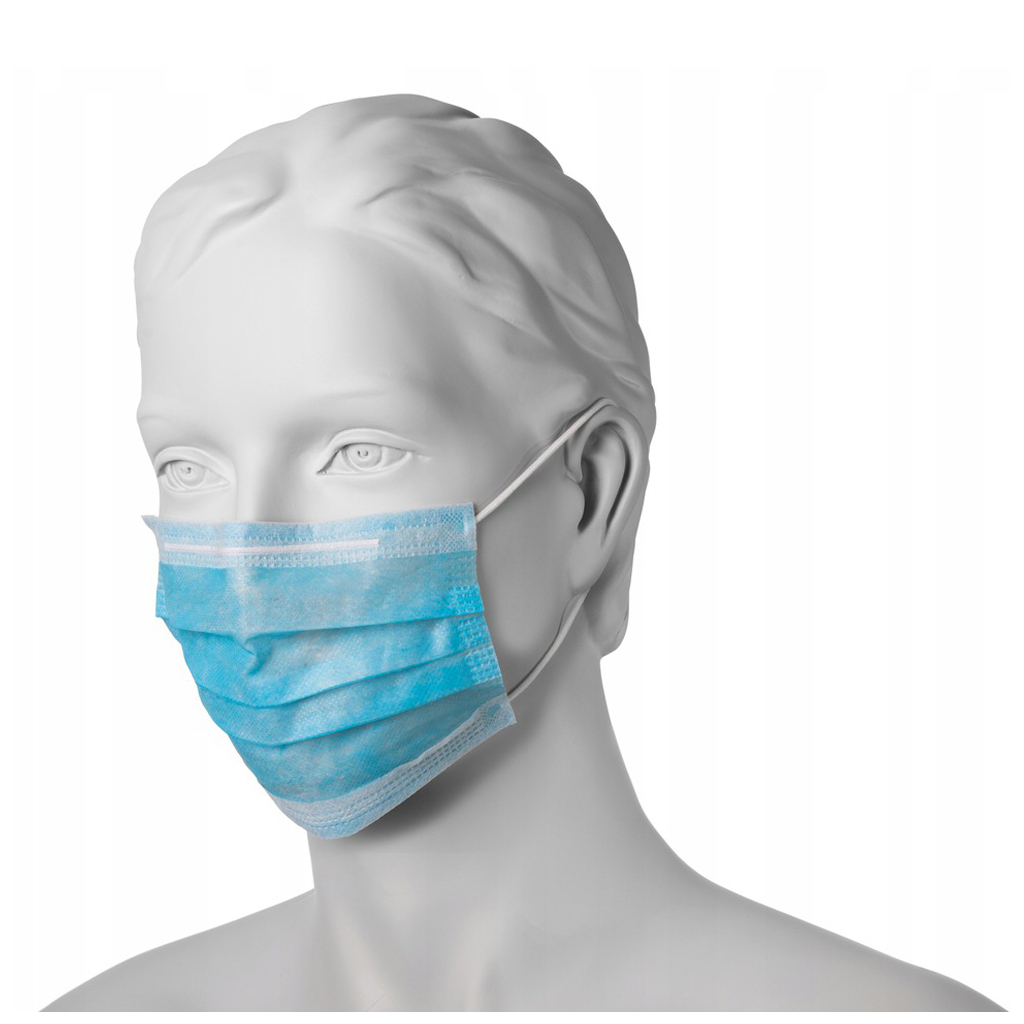 Захисна маска для обличчя Mercator Medical OPERO одноразова тришарова синя 50 шт. (5906615132332) - зображення 2