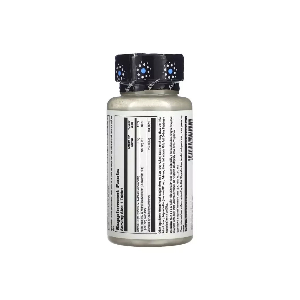 Вітамін KAL Вітаміни B6+B12 та метилфолат, смак ягід, B-6 B-12 Methyl Folate, 60 ми (CAL-29151) - зображення 2