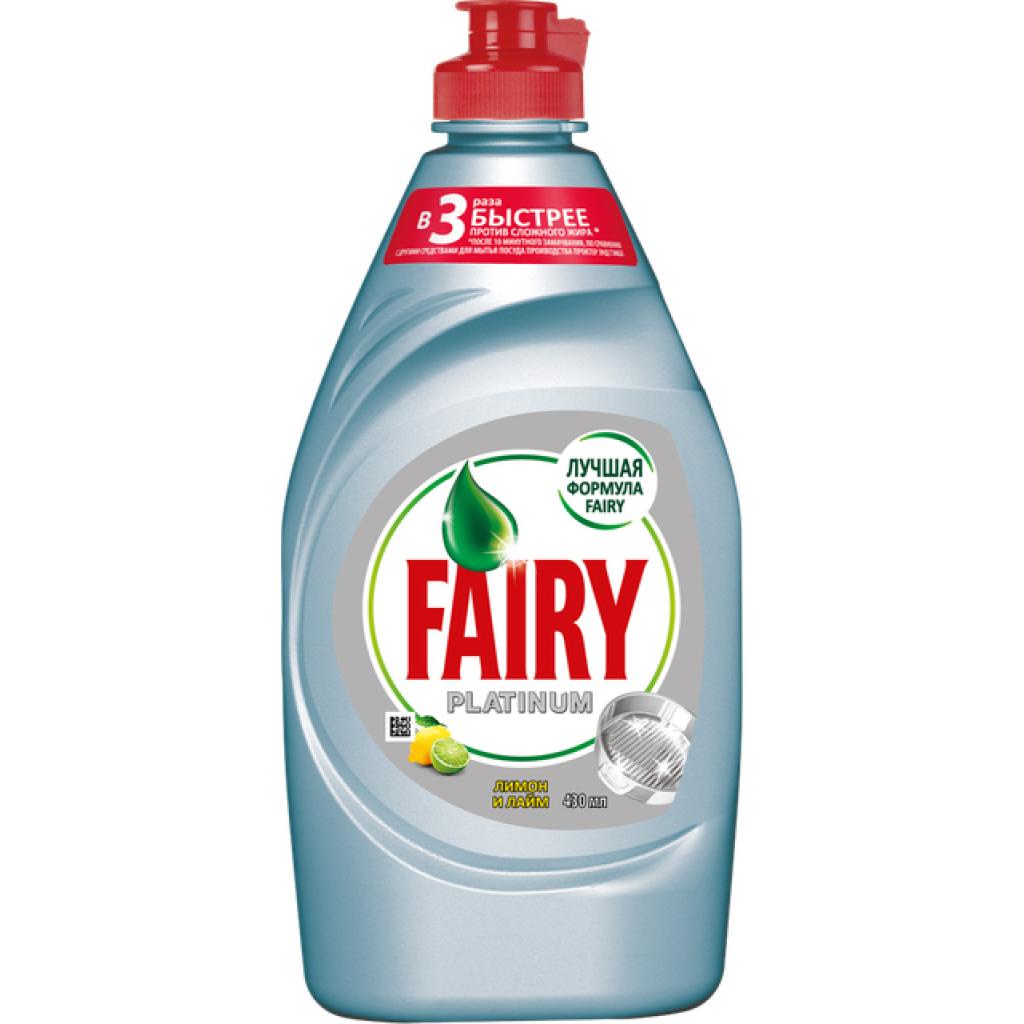 Засіб для ручного миття посуду Fairy Platinum Лимон і лайм 430 мл (4015400992400) - зображення 1