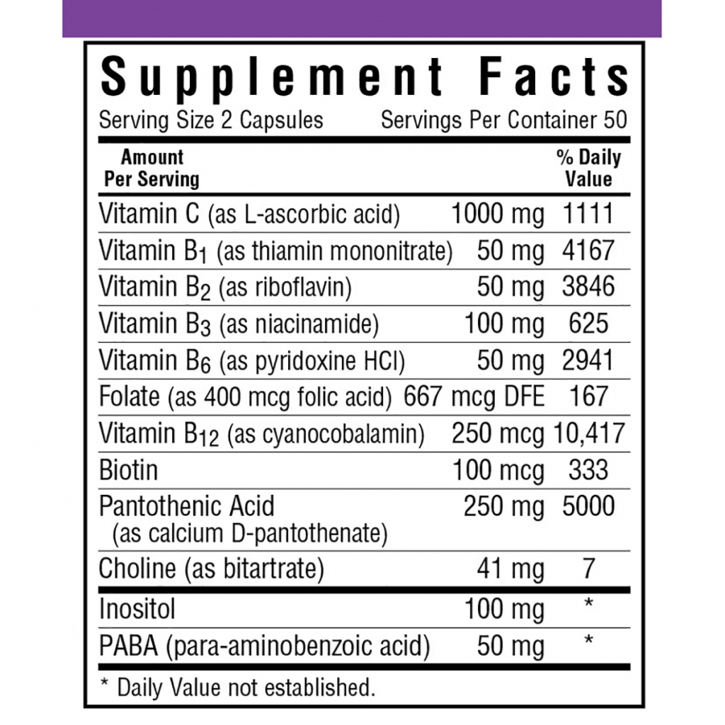 Вітамін Bluebonnet Nutrition Стрес В-Комплекс 100, 100 гелевих капсул (BLB-00424) - зображення 2