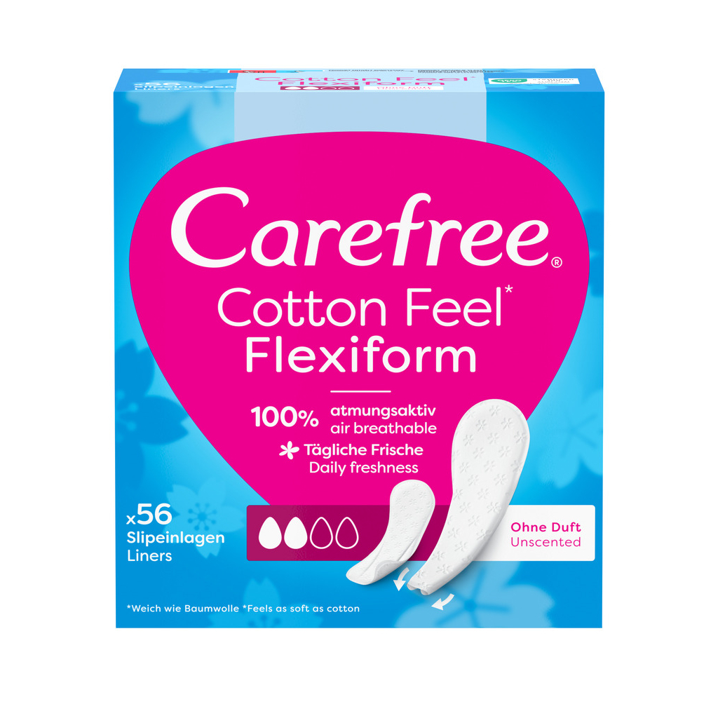 Щоденні прокладки Carefree Cotton Feel Flexiform Без аромату 56 шт. (3574661482194) - изображение 1