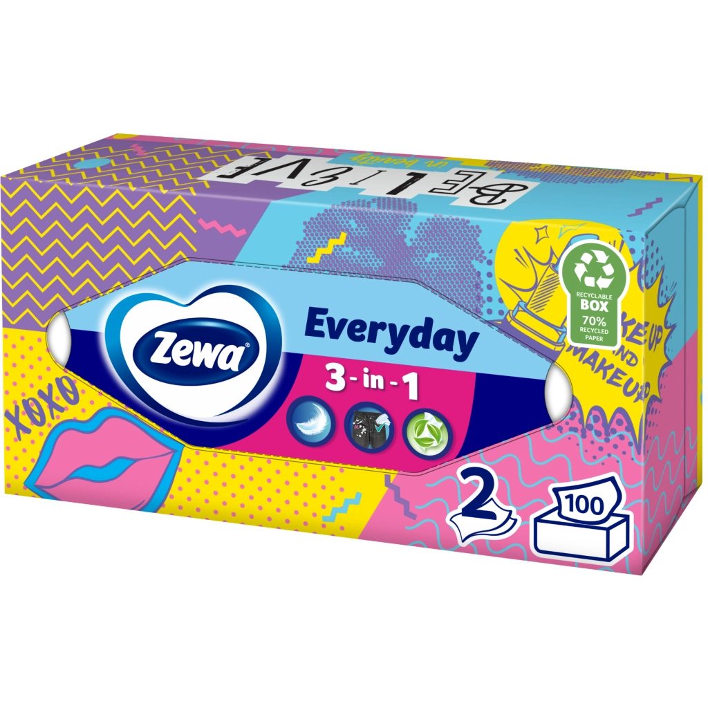 Серветки косметичні Zewa Everyday 100 шт. (7322540043464) - зображення 1