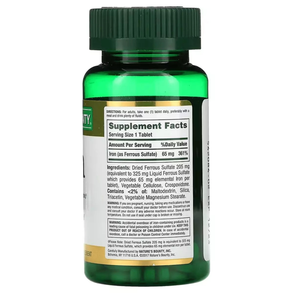 Мінерали Nature's Bounty Залізо, 65 мг, Iron, 100 таблеток (NRT-41383) - зображення 2