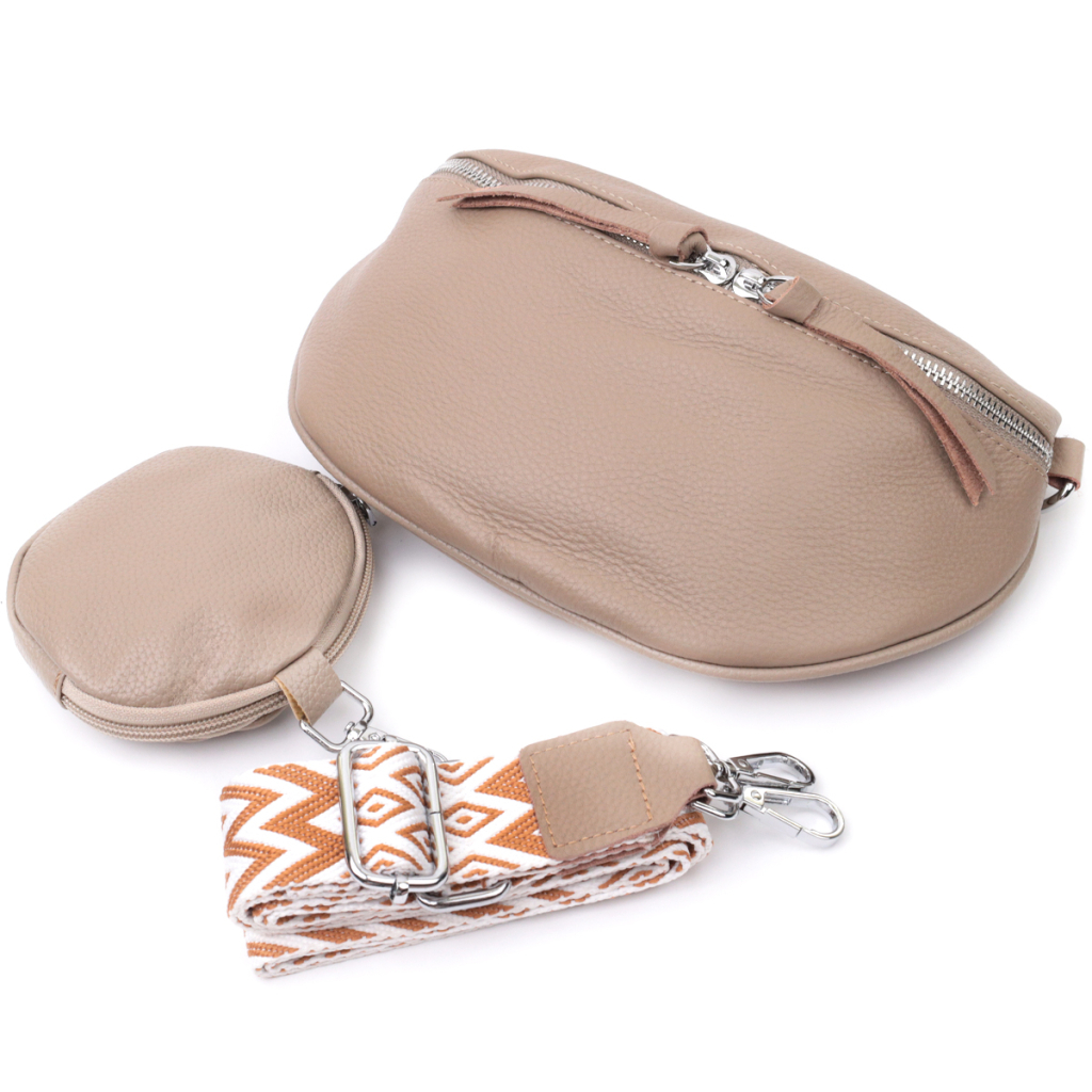 Сумка Vintage Шкіряна жіноча через плече з міні гаманцем Бежева (22663) - зображення 8