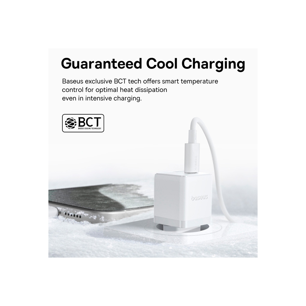 Зарядний пристрій Baseus Palm Fast Charger C+U 20W moon white (P10111608213-00) - зображення 7