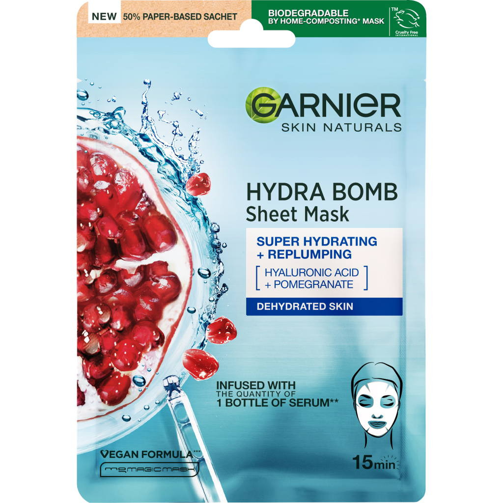 Маска для обличчя Garnier Skin Naturals Тканинна Зволоження + Аква бомба 32 г (3600541944299) - изображение 1