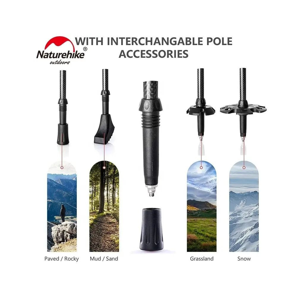 Трекінгові палиці Naturehike NH20DS003 135 см чорний/червоний 2 шт (6927595746233) - зображення 3