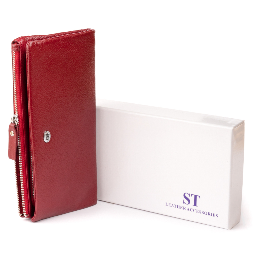 Гаманець ST Leather Зі шкіри з кишенею для мобільного Бордовий (19311) - зображення 8