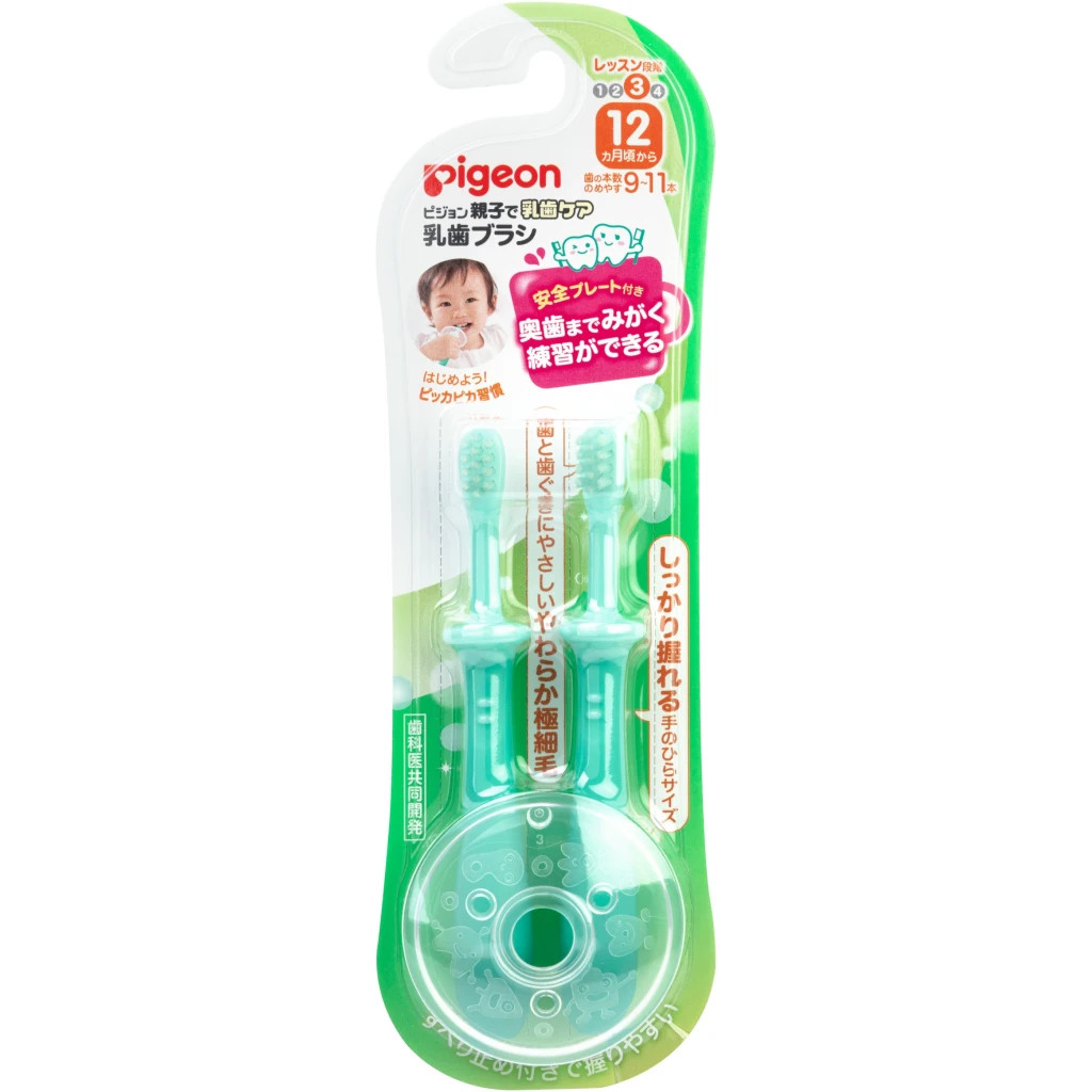 Дитяча зубна щітка Pigeon Крок 3, Зелений, 12+ міс., 2 шт (1021094) - изображение 7
