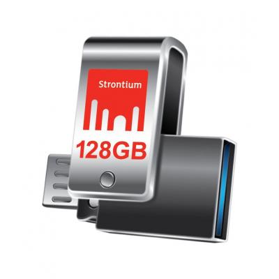 USB флеш накопичувач Strontium Flash 128GB Nitro Plus Silver OTG USB 3.0 (SR128GSLOTG1Z) - зображення 2