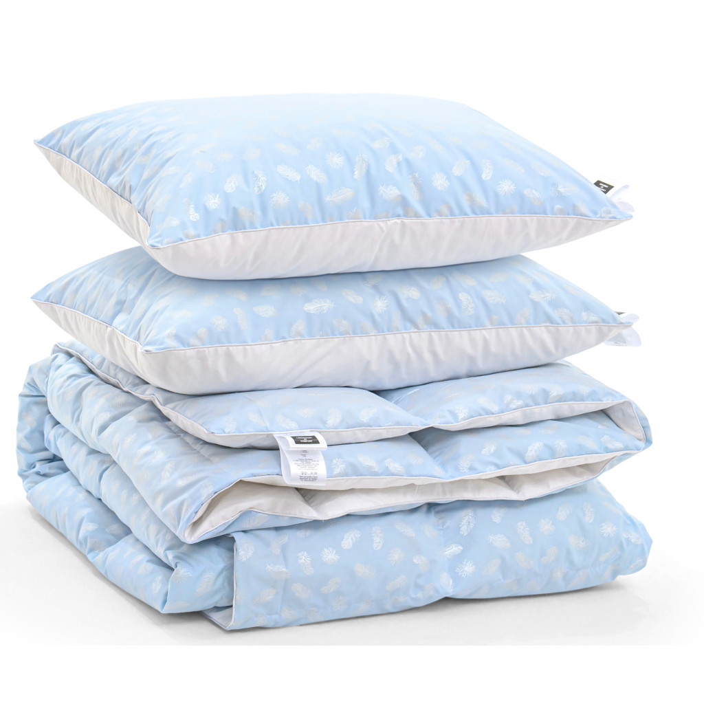 Ковдра MirSon Набір пуховий №2109 Bio-Blue Зима 90% пух 140х205 + подушки 50х70 2 шт середні (2200003021790) - зображення 4