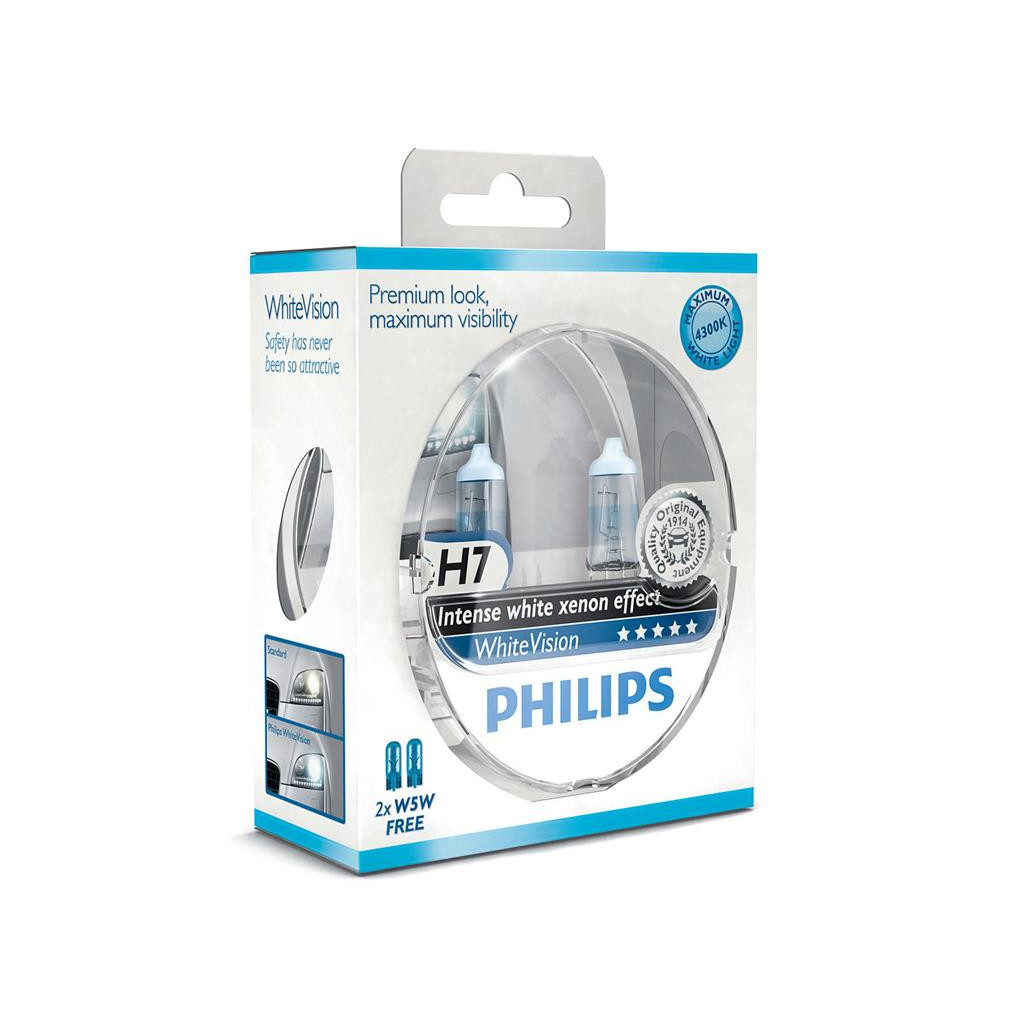 Автолампа Philips H7 WhiteVision +60%, 3700K, 2шт (12972WHVSM) - зображення 1