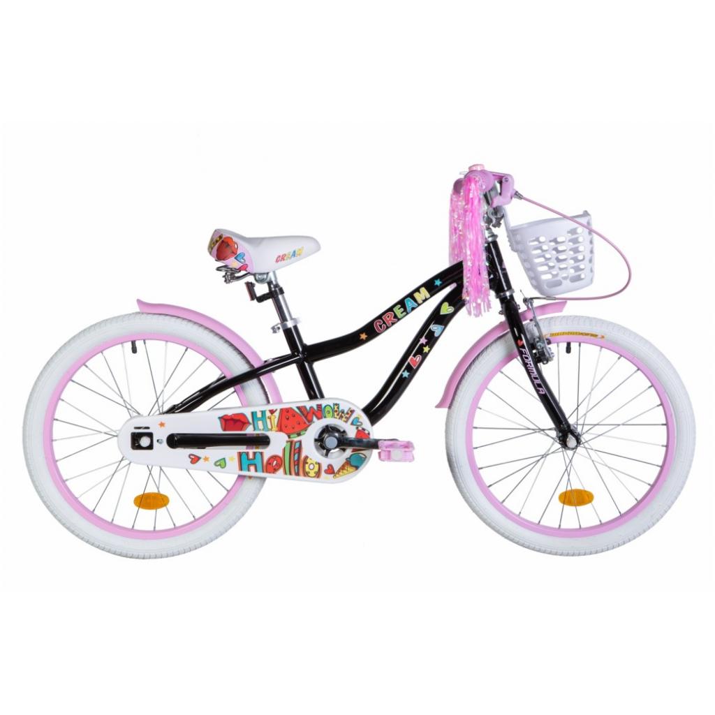 Велосипед Formula 20" CREAM рама-11" Al 2020 чорний з бузковим, з кошиком (OPS-FRK-20-117) - зображення 1