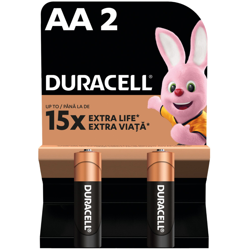 Батарейка Duracell AA лужні 2 шт. в упаковці (5000394058163 / 81551267) - изображение 1