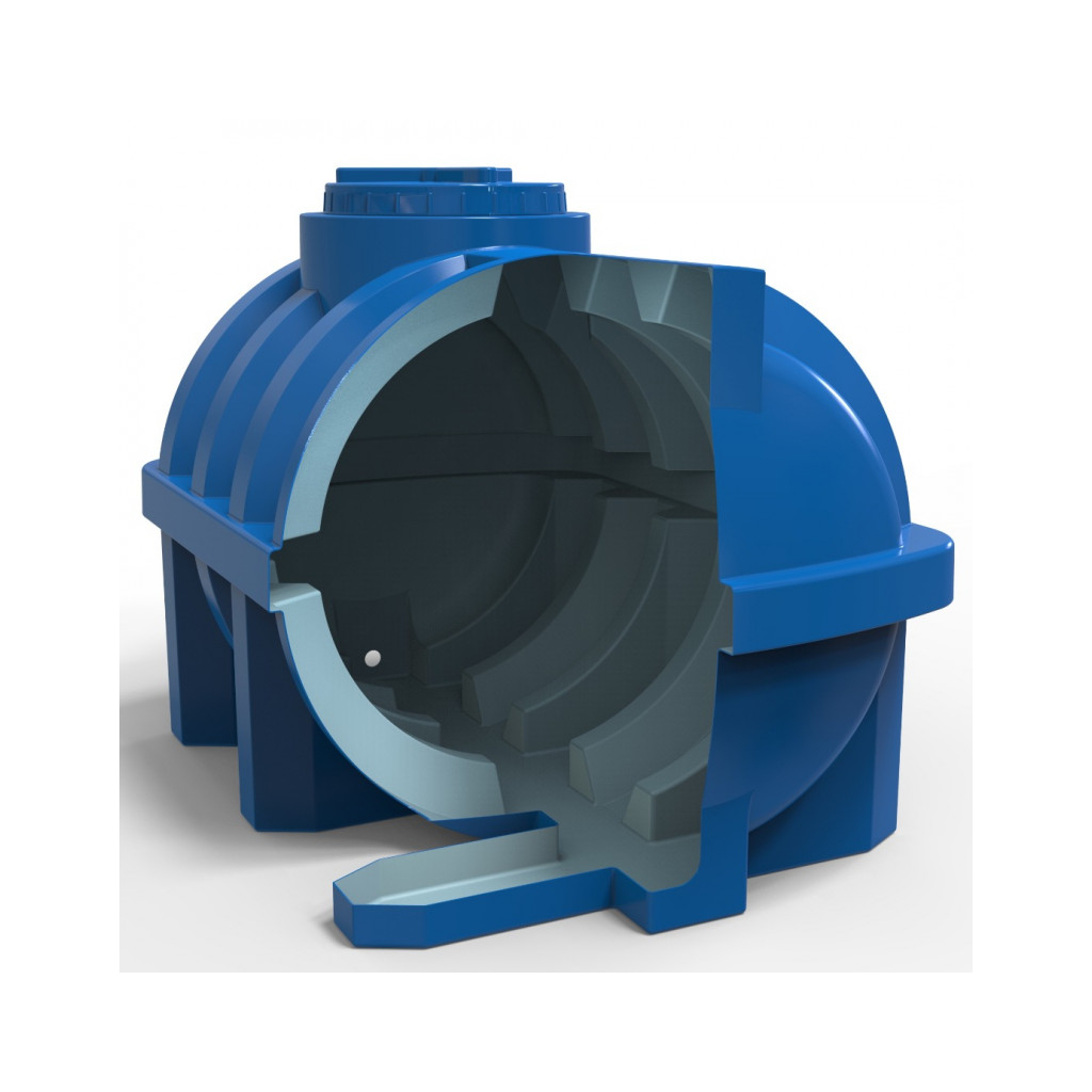 Ємність для води Євро Пласт горизонтальна харчова 500 л ребро синя (1447) - зображення 6