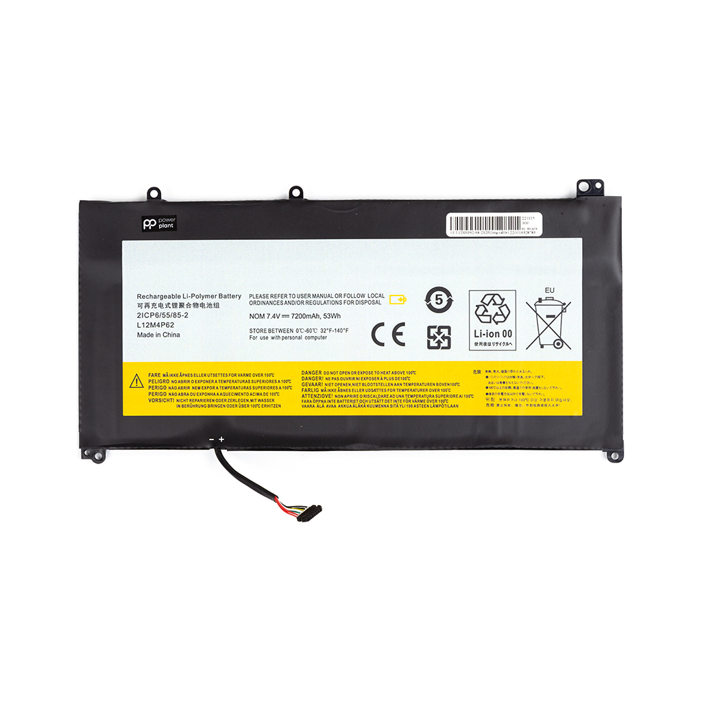 Акумулятор до ноутбука LENOVO L12M4P62-2S2P (long cable) 7.4V 7200mAh PowerPlant (NB481750) - зображення 1