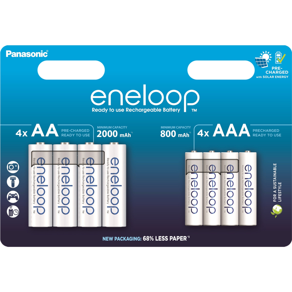 Акумулятор Panasonic AA Eneloop 2000mAh NI-MH * 4 + AAA 800mAh NI-MH * 4 (BK-3MCDE+4MCDE/8CP) - зображення 1