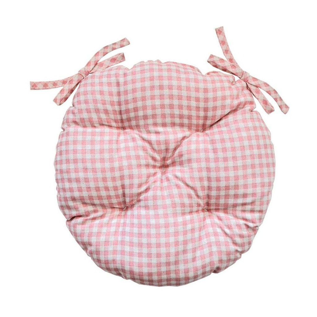 Подушка на стілець Прованс кругла Bella Рожева клiтинка D-40 (4823093417045) - зображення 1