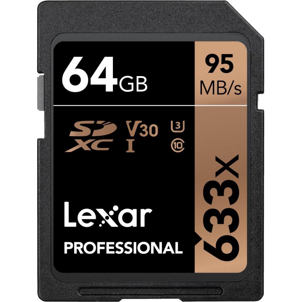 Карта пам'яті Lexar 64GB SDXC class 10 UHS-I U3 V30 633x Professional (LSD64GCB633) - зображення 1