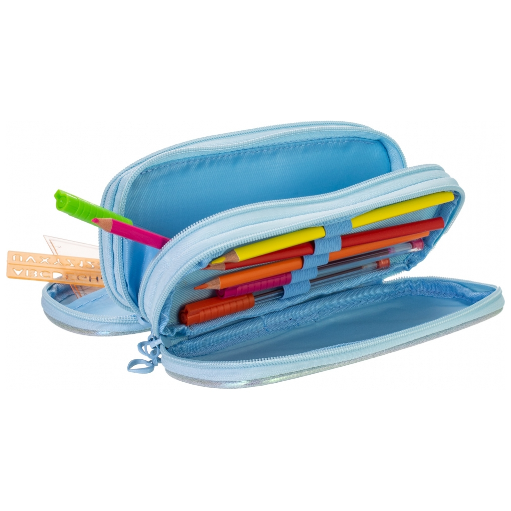 Пенал Cool For School з блискітками 3 відділення блакитний (CF87051) - зображення 2