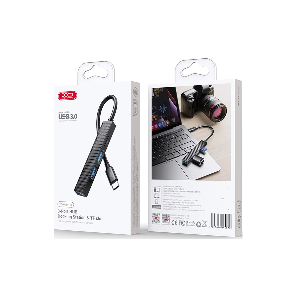Концентратор XO USB-C 4-in-1 порти XO HUB014B.black (HUB014B.black) - зображення 4