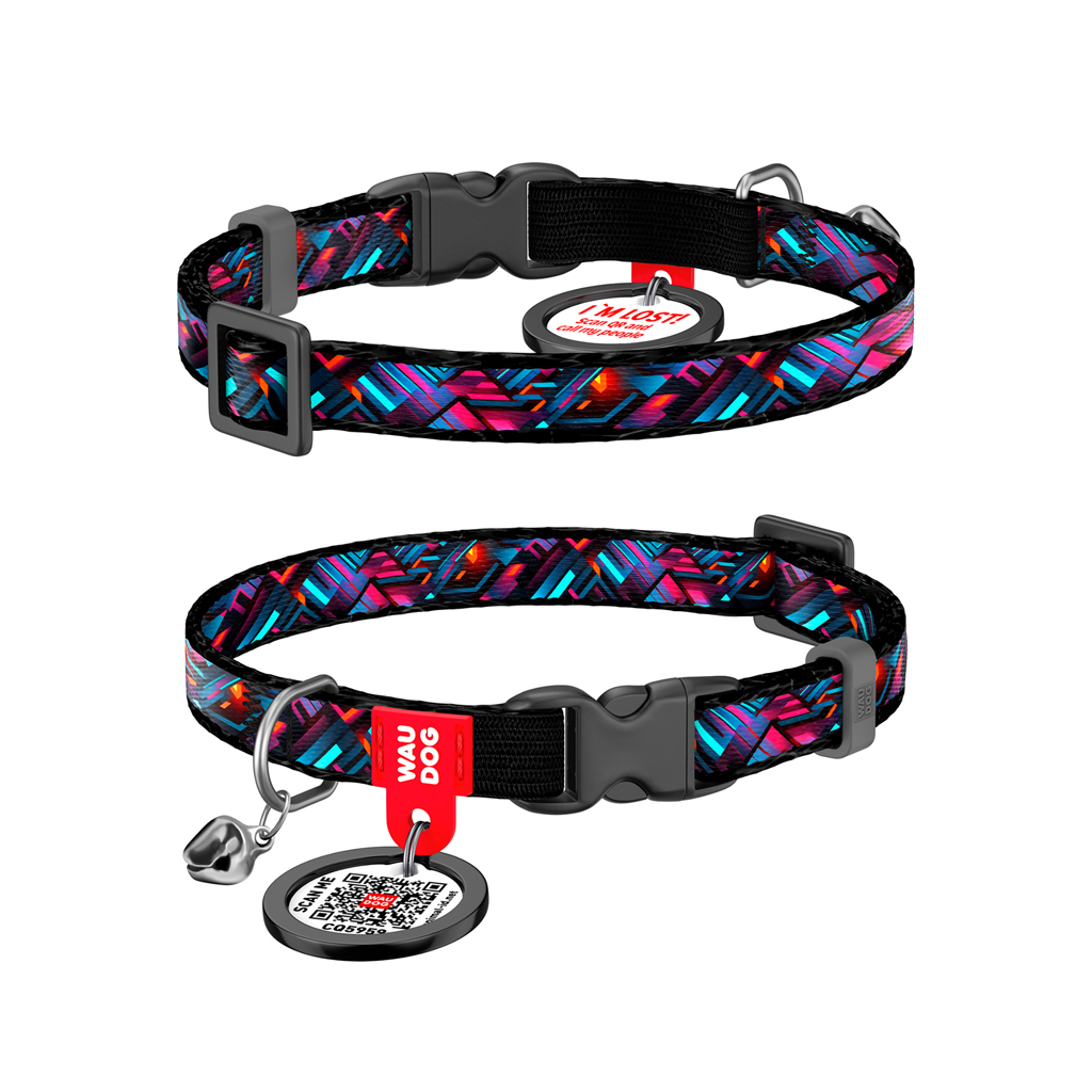 Нашийник для тварин WAUDOG Nylon з QR паспортом "Нескінченні світи" пластиковий фастекс XS 20-30 см (279-4058) - зображення 1