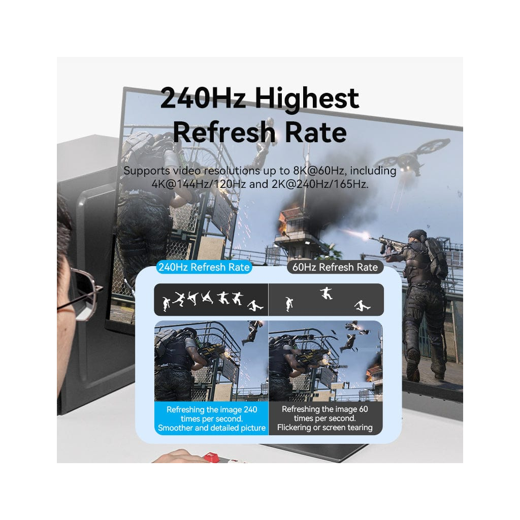 Кабель мультимедійний Mini DisplayPort to Mini DisplayPort 2.0m V1.4 8K 60Hz 32.4Gbps Blue Aluminum Alloy Vention (HCGLH) - изображение 5