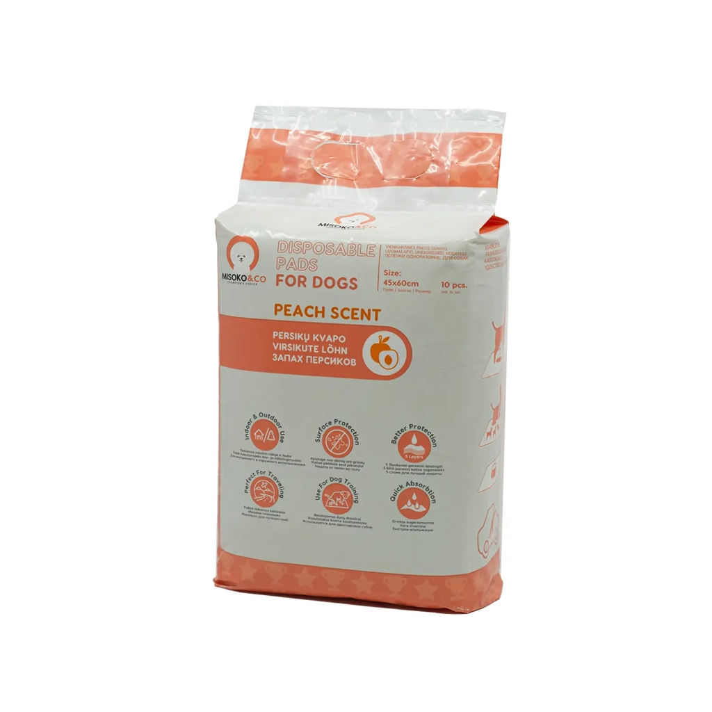 Пелюшки для собак MISOKO&CO з ароматом персика 45х60 см 10 шт (SHAMSK63059) - изображение 2