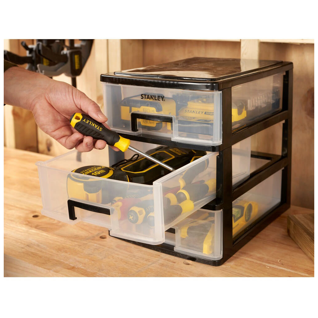 Ящик для інструментів Stanley вертикальний з 3-ма висувними відділеннями, пластмасовий, 341x251x320 мм (STST40712-1) - зображення 4