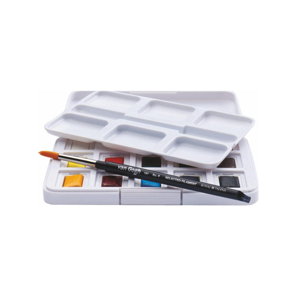 Акварельні фарби Royal Talens Van Gogh Pocket box 12 кювет + пензлик, пластик (8712079341107) - зображення 3