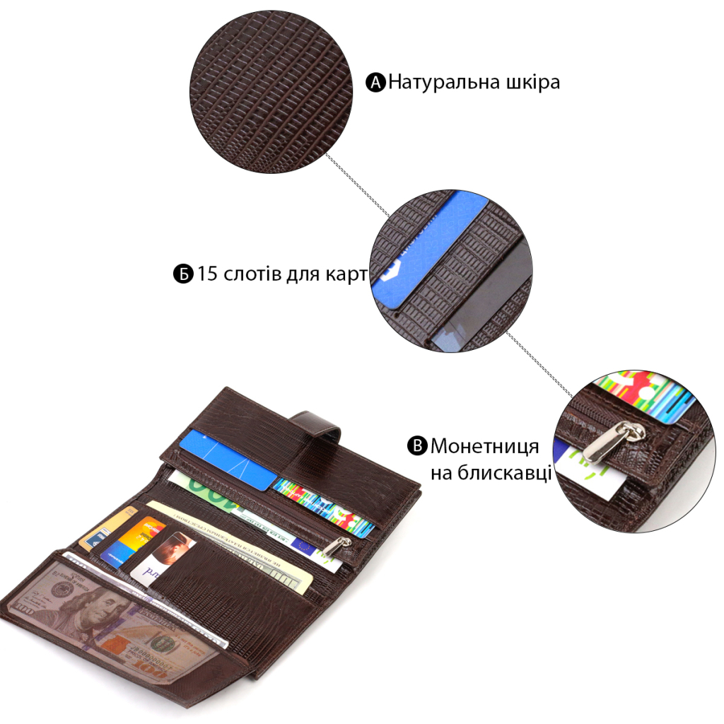 Портмоне Canpellini З натуральної шкіри Коричневе (21718) - зображення 4