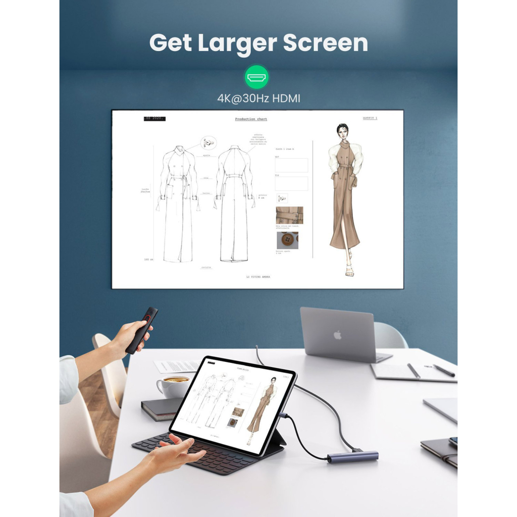 Концентратор Ugreen USB3.0 Type-C to HDMI 4K30Hz/USB 3.0x2/RJ45/PD CM418 (10919) - зображення 4