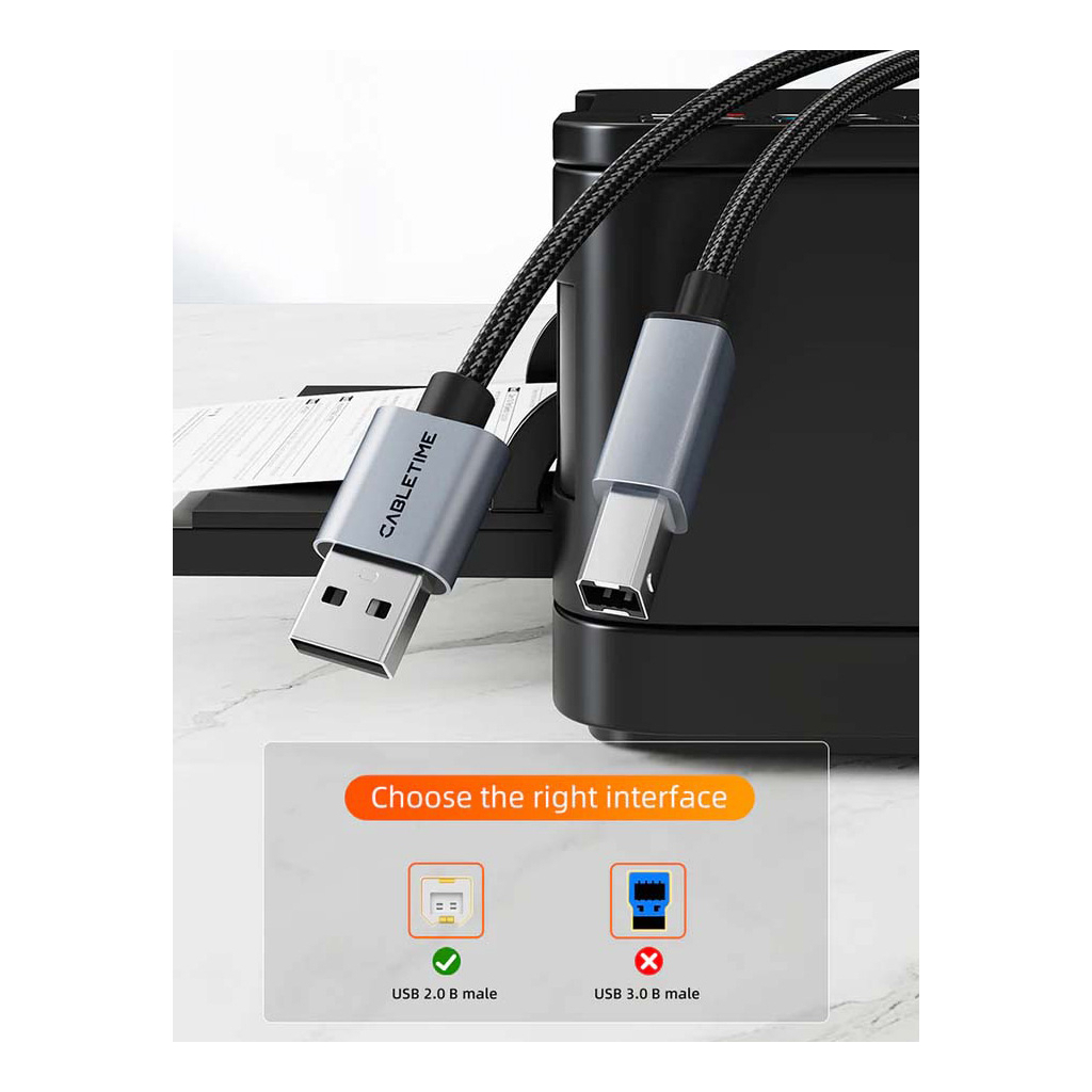 Кабель для принтера USB 2.0 AM/BM 2.0m Cabletime (CA915217) - зображення 4
