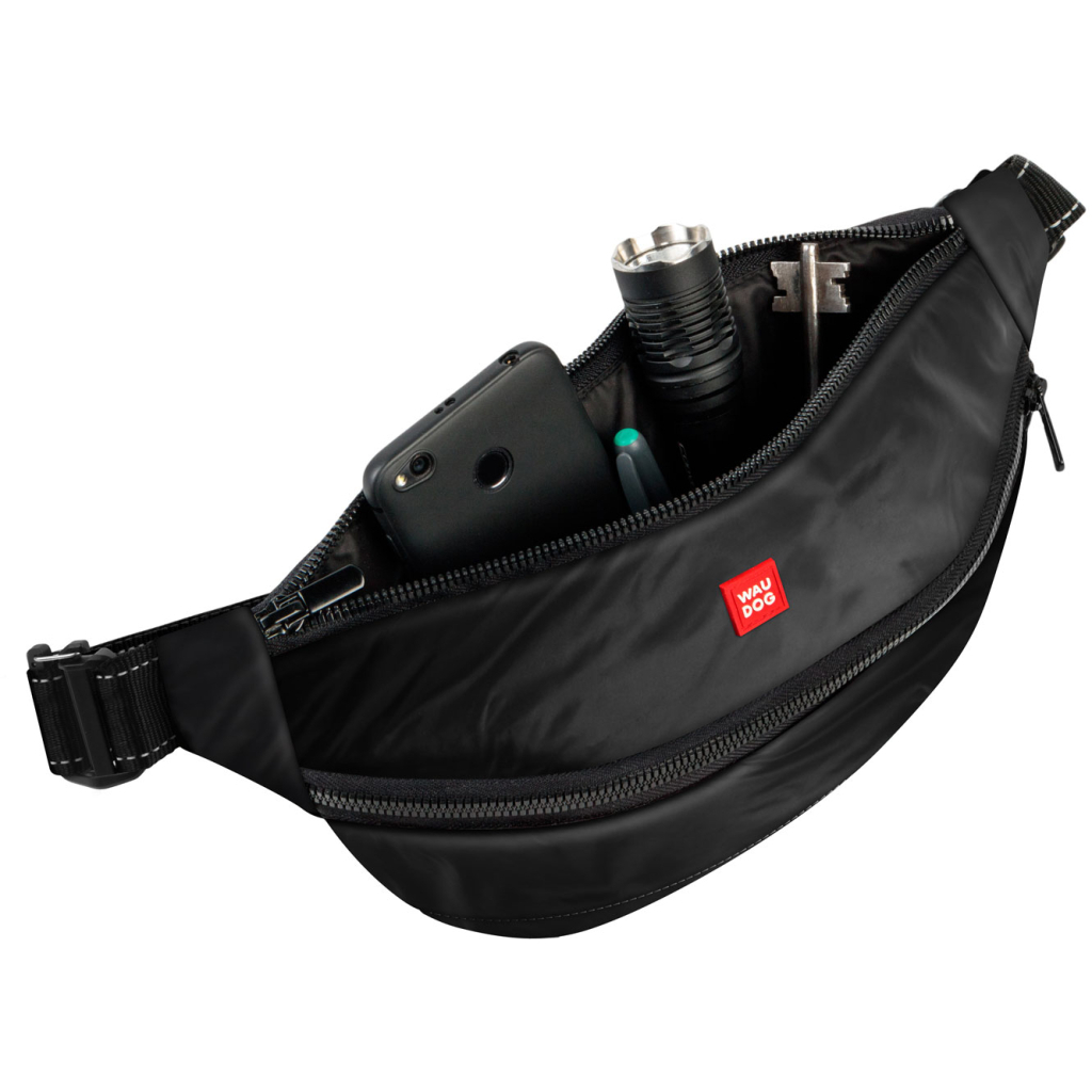 Поясна сумка-бананка для собак WAUDOG Family зі знімним ременем 33x17x10 см чорна (56881) - зображення 2