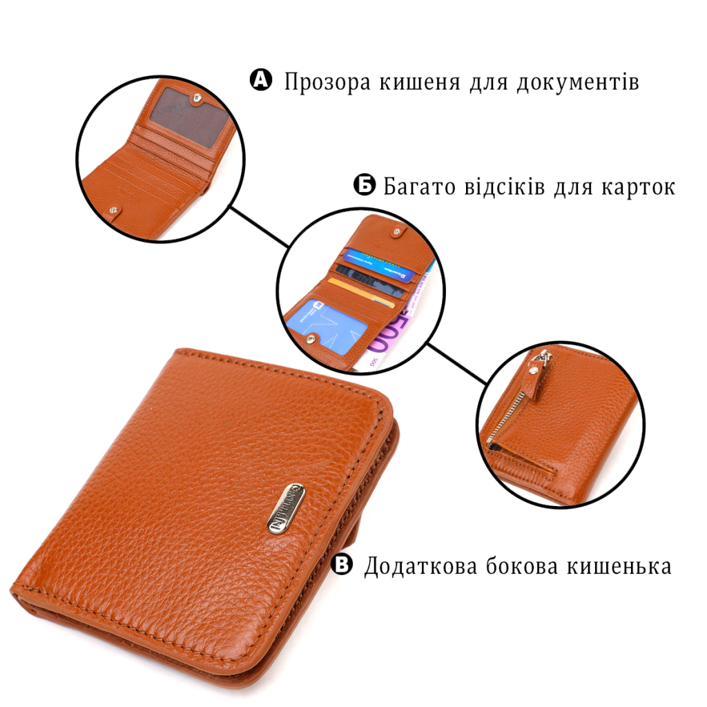 Гаманець Canpellini З натуральної шкіри флотар Світло-коричневий (21796) - зображення 4