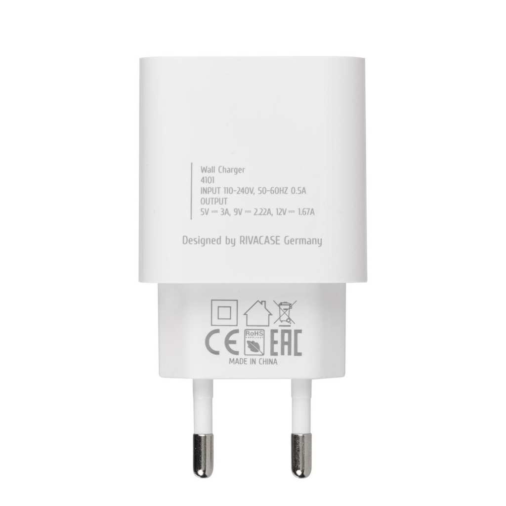 Зарядний пристрій RivaCase 1xUSB Type-C PD 20 Вт кабель Type-C white (PS4101 WD4 (White)) - изображение 4