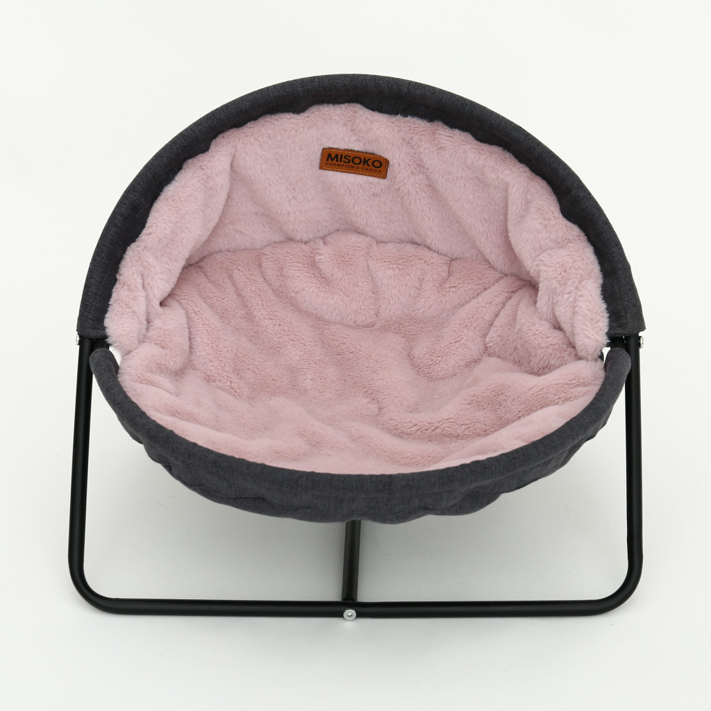 Лежак для тварин MISOKO&CO Pet bed round plush 45x45x22 см grey and pink (HOOP31839) - зображення 1
