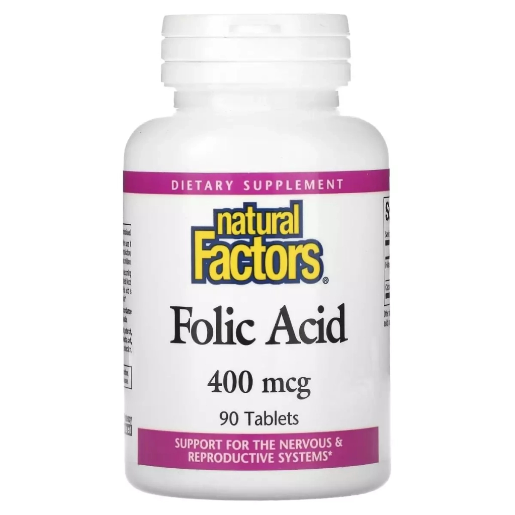 Вітамін Natural Factors Фолієва кислота, 400 мкг, Folic Acid, 90 таблеток (NFS-01272) - зображення 1