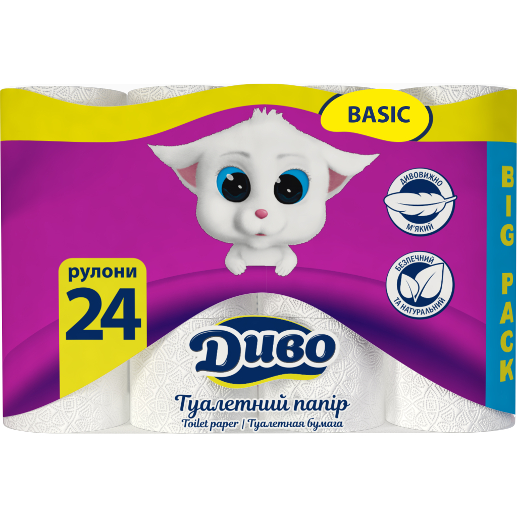Туалетний папір Диво Basic 2 шари 24 рулони (4820003836712) - зображення 1