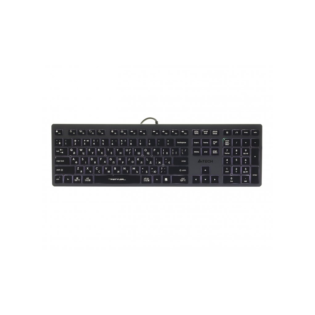 Клавіатура A4Tech FX60 USB Grey White backlit - зображення 1