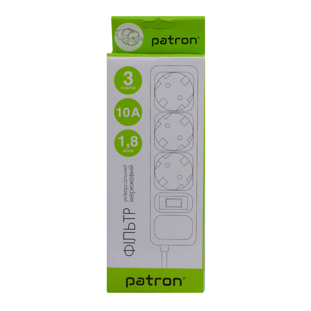 Мережевий фільтр живлення Patron EXT-PN-SP-1032-GR, 1.8m Grey (EXT-PN-SP-1032-GR) - зображення 3